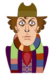 Tom Baker som Doctor Who - karikatur